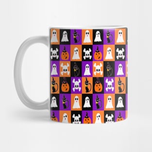 Cute Vector Halloween Ghosts Pumpkins Cats Skulls Mug